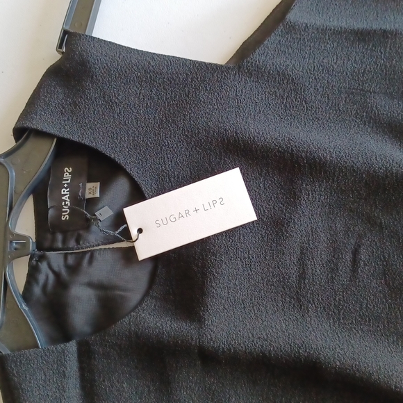 CLASSY SUMMEER TOP Black Tunic Sugarlips Embroidery LINE sides XS - Picture 2 of 8